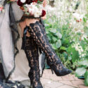 Gothic Black Lace Knee High Wedding Boots