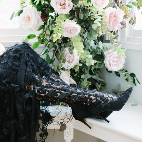 Beatrice Elliot Black Lace Knee High Wedding Boots