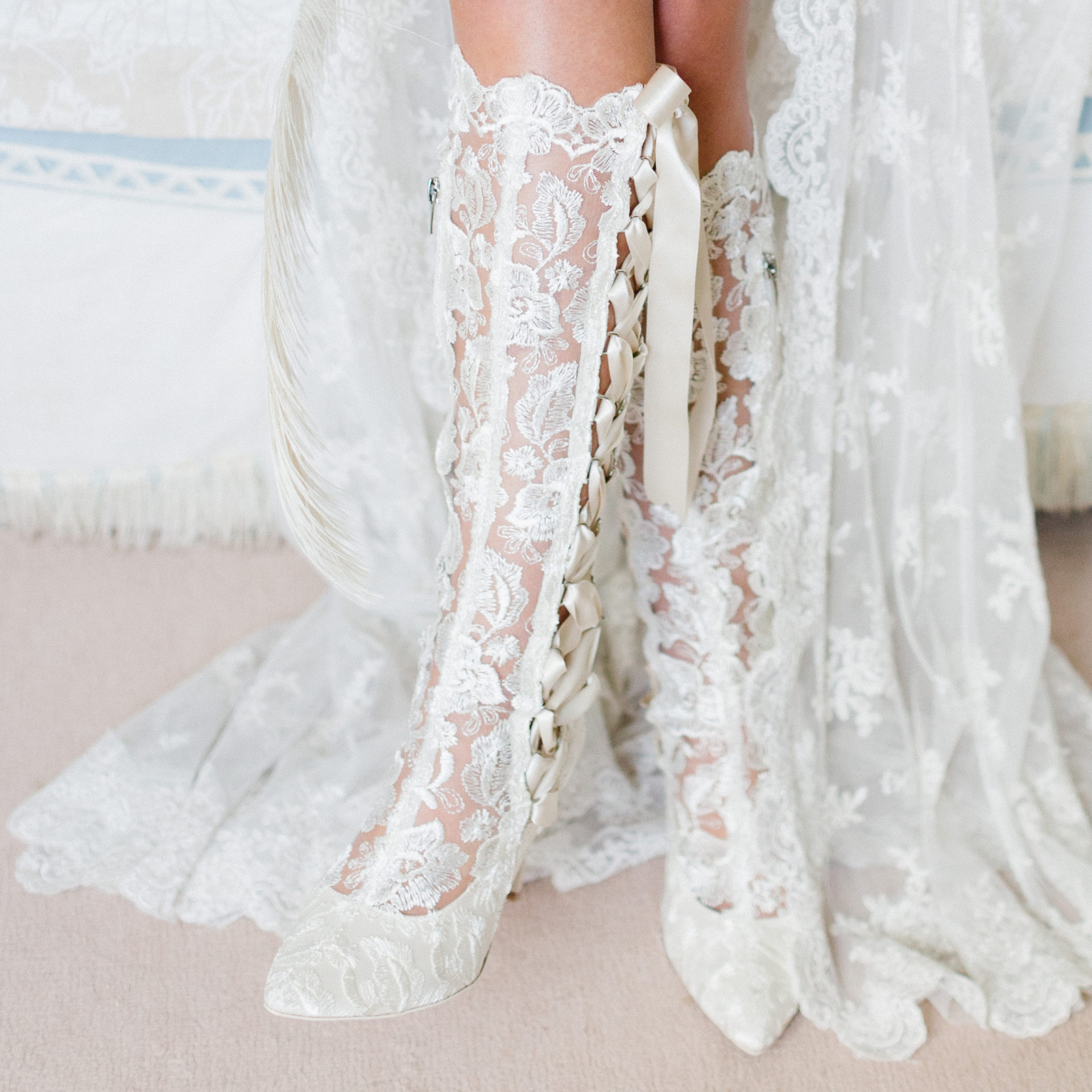 Classic Ivory Lace Wedding Boots and Shoes - House of Elliot