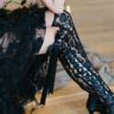 Goodnight Sweetheart Black Lace Over the Knee Boots Detail