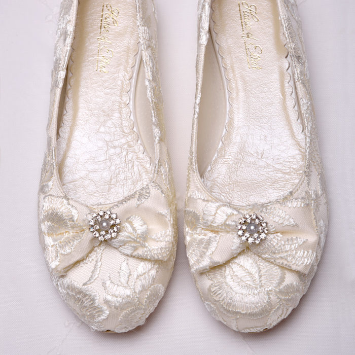 Flat Ivory Lace Shoes