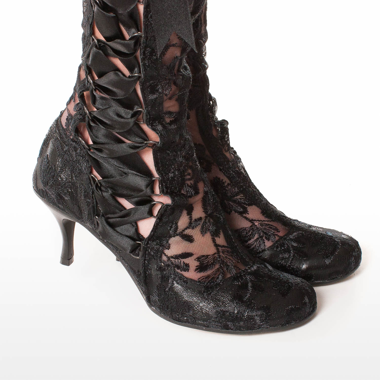 Handmade Black Lace Wedding Boots