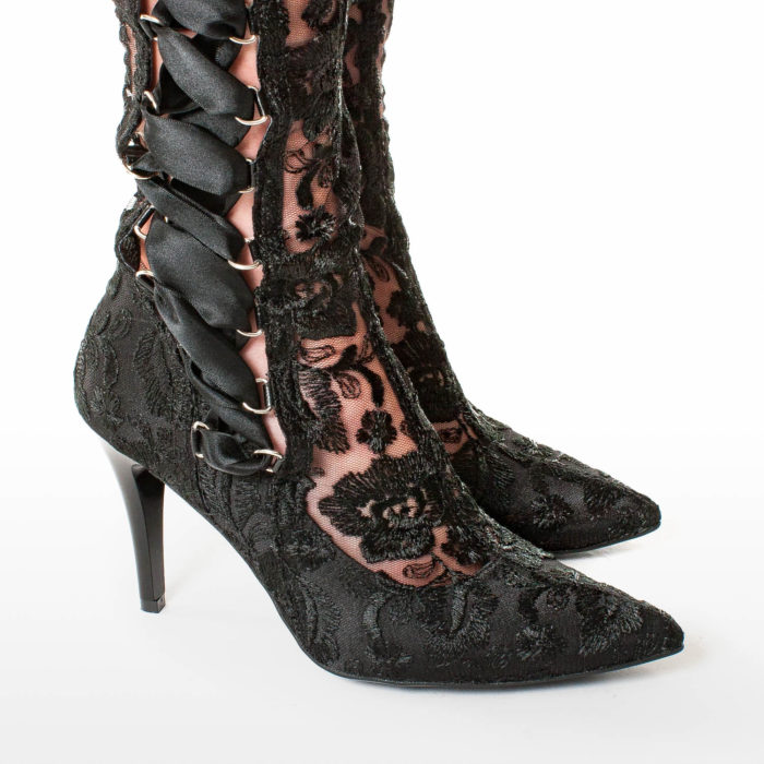 Goodnight Sweetheart Alternative Black Lace Over the Knee Boots