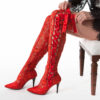 Red Lace Boots - House of Elliot over the knee Wedding Boots