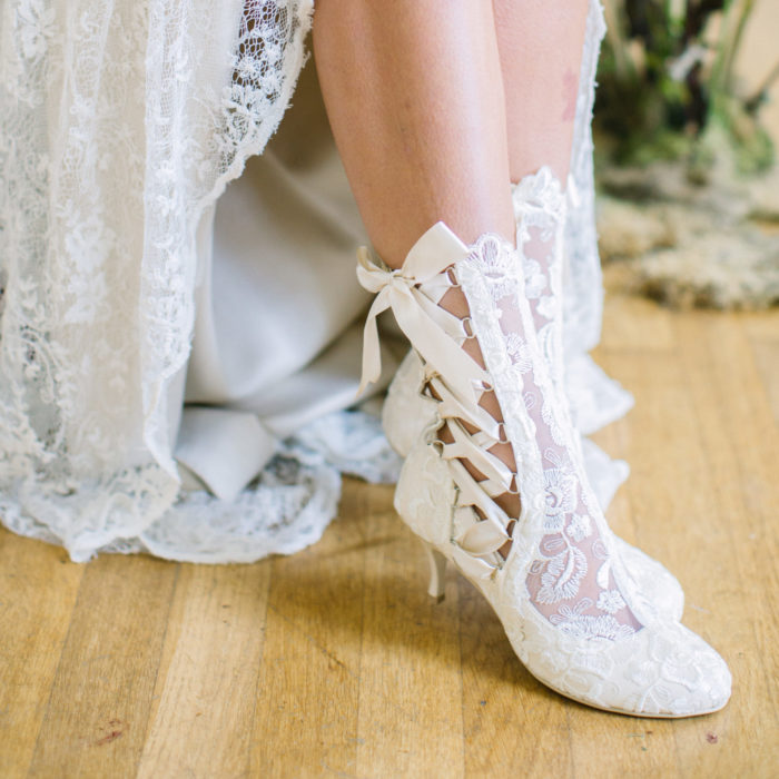 House of Elliot Vintage Lace Ankle Bridal Booties