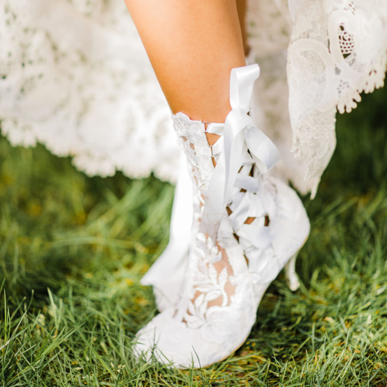 Vintage Lace Ankle Wedding Boots - House of Elliot