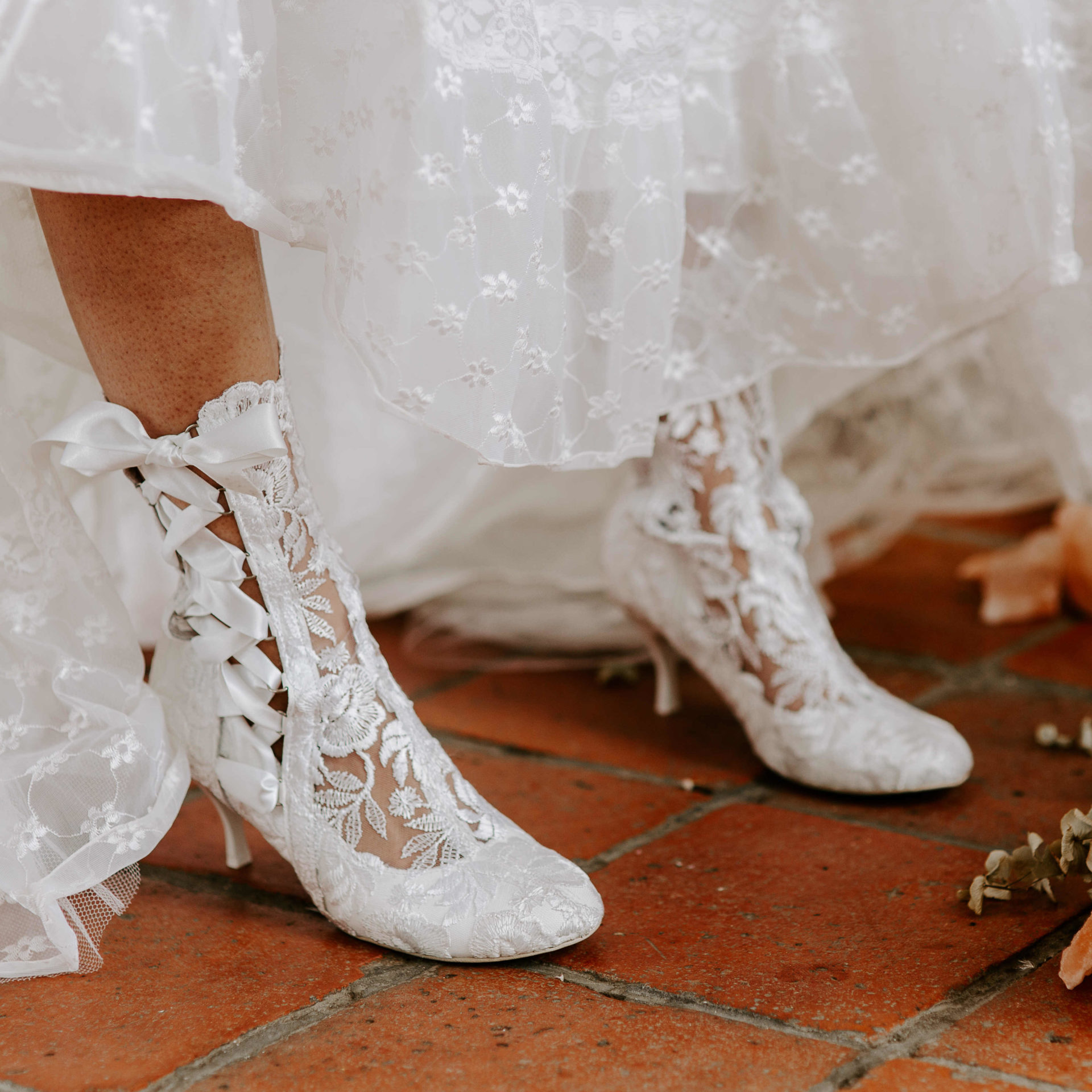 Vintage Lace Ankle Wedding Boots 