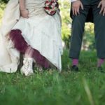 Bride wearing Beatrice Elliot Ivory Lace Wedding Boots