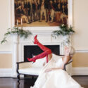 Over the knee red lace boots red lace wedding shoes by House of Elliot