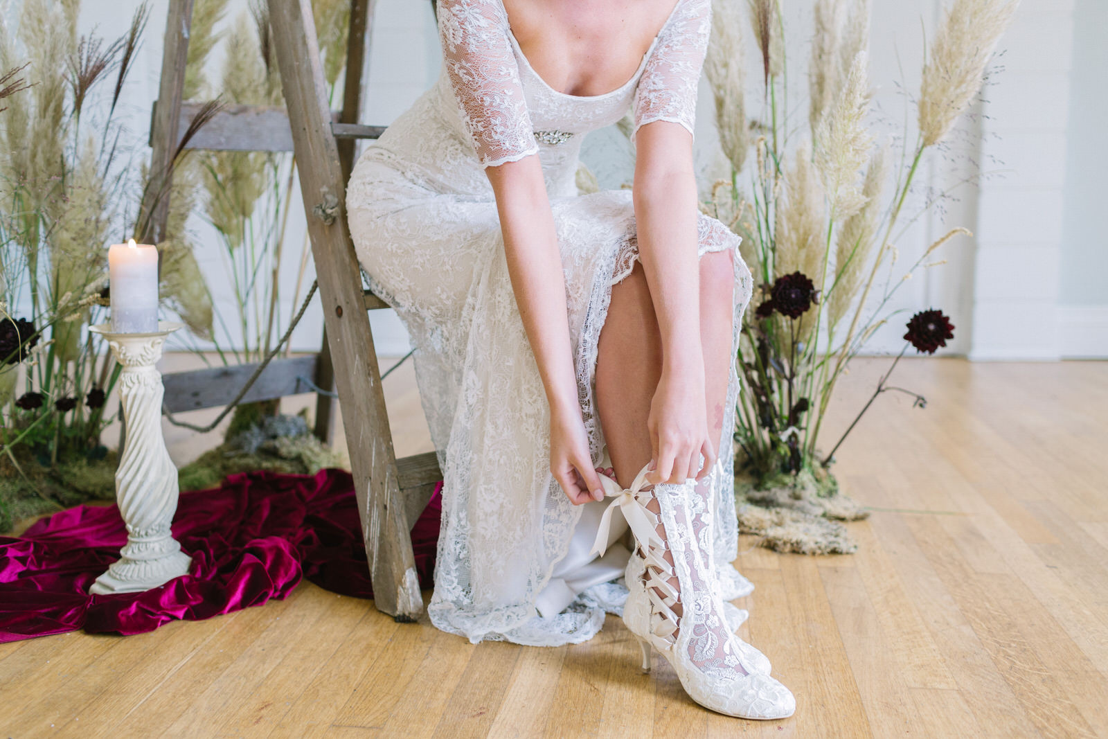 House of Elliot Vintage Lace Victorian Ankle Bridal Booties