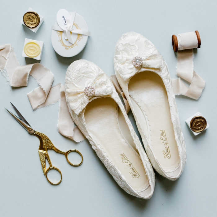 Ivory Flat Wedding Shoes Lace