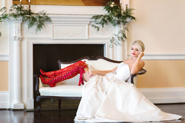 Goodnight Sweetheart Red Over the Knee Red Lace Wedding Boots 