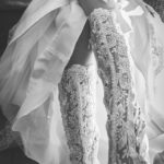 Bride Wearing Evangeline Elliot Vintage Lace Wedding Boots