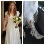Bride wearing Beatrice Elliot Classic Lace Wedding Boots