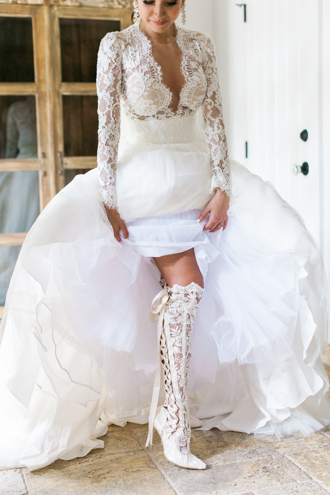 House of Elliot Real Bride Ivory Lace Over the Knee Wedding Boots