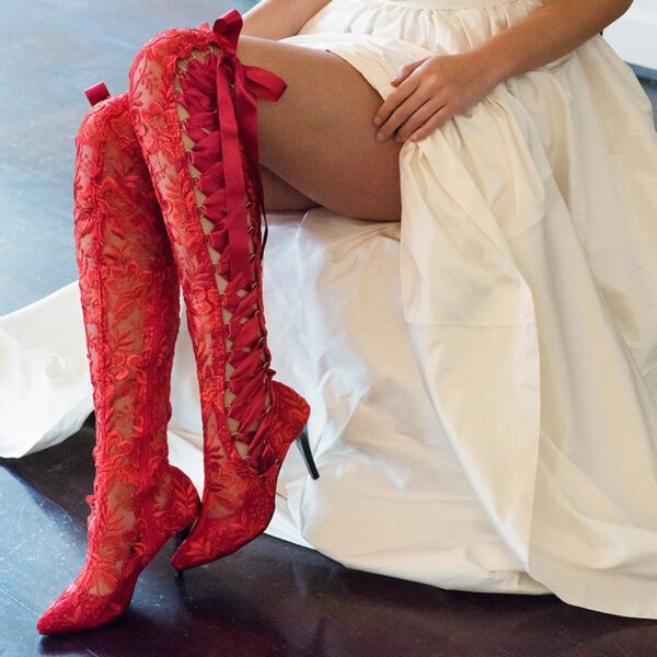 Red Lace Wedding Boots 