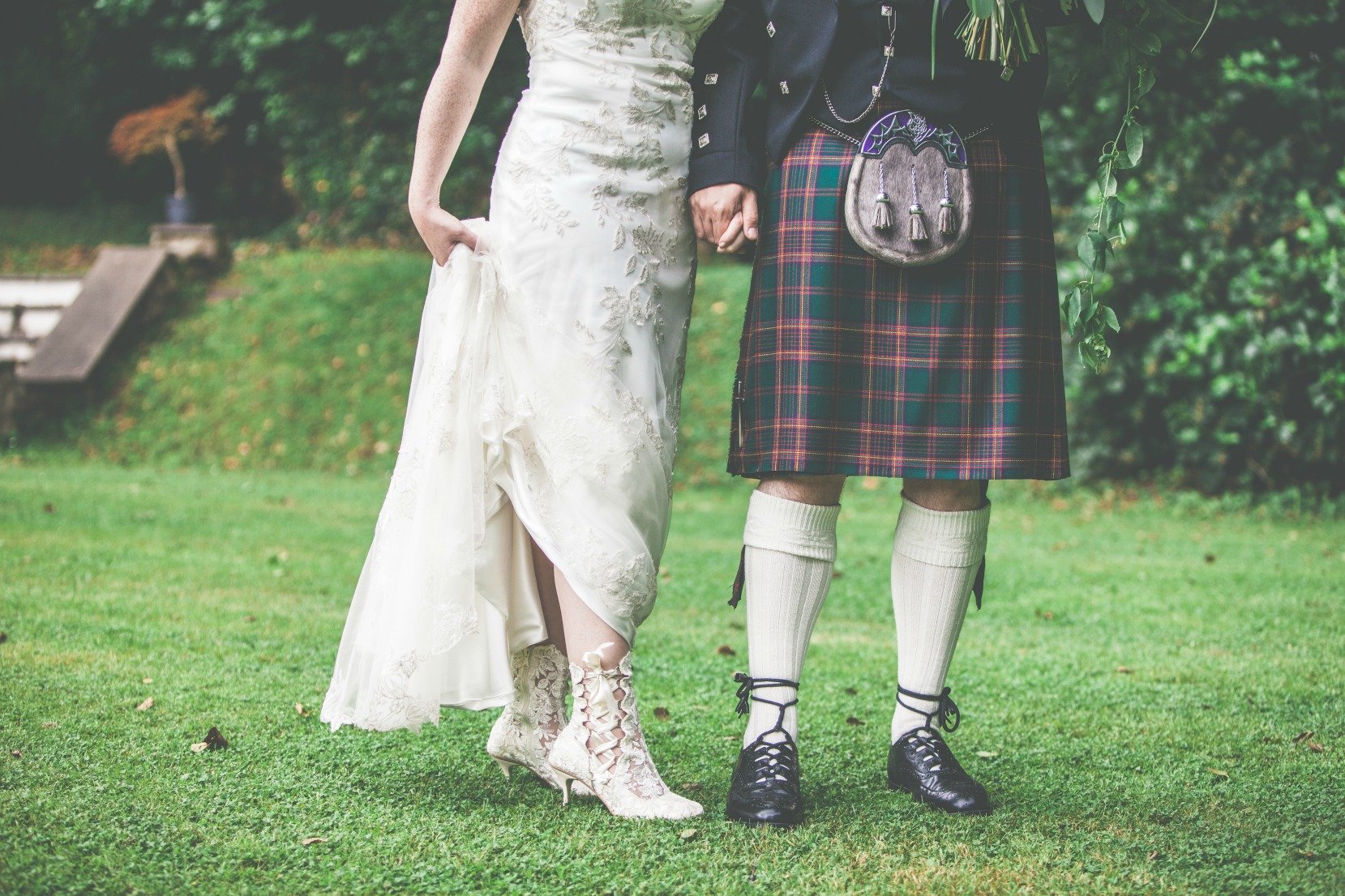 House of Elliot Real Bride Cari wearing Lottie Elliot Vintage Lace Wedding Boots