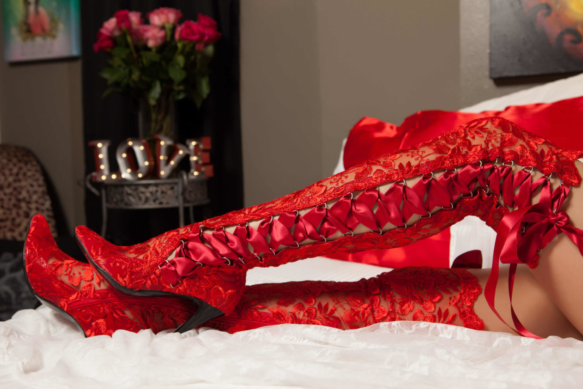 Boudoir Red Lace Boots 