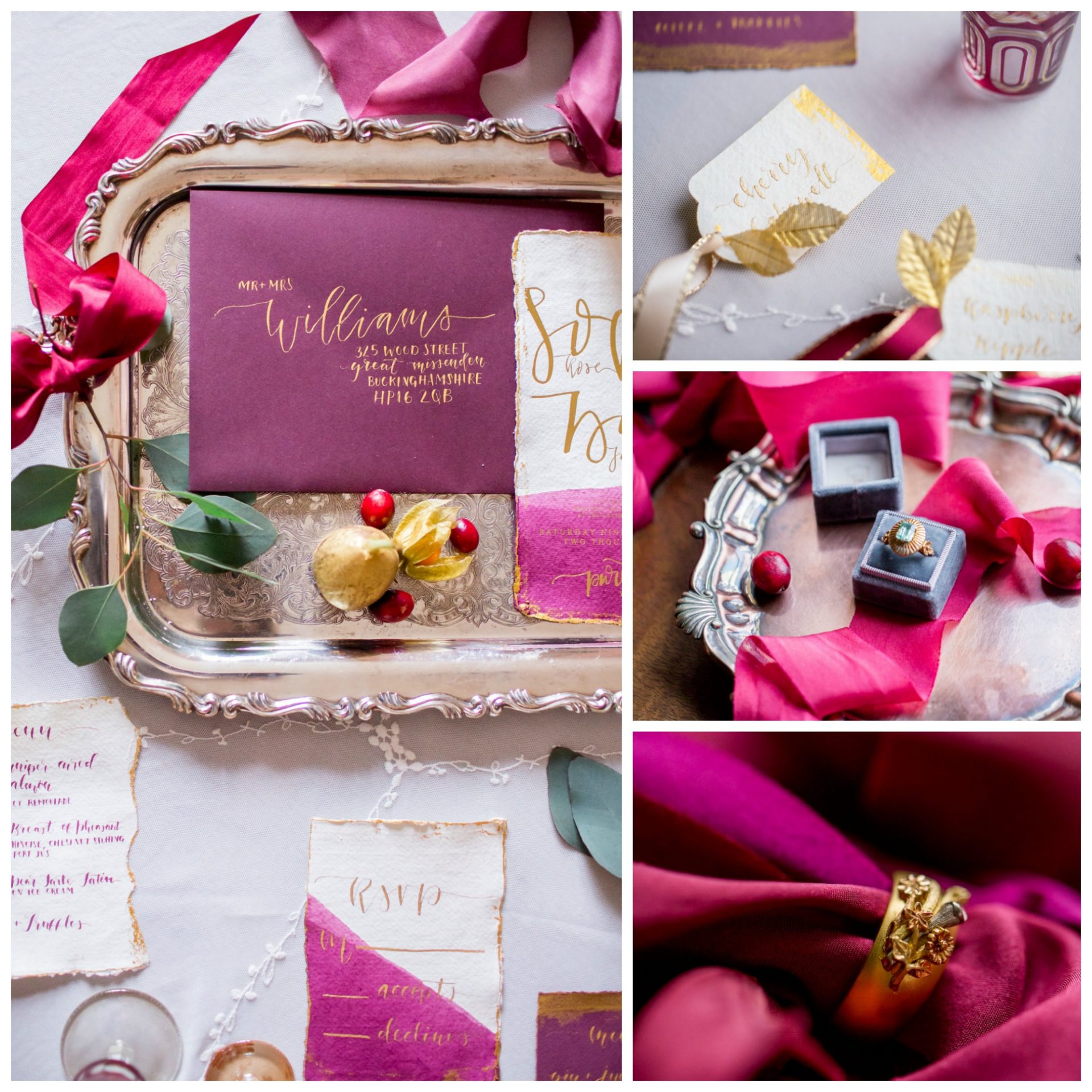 Gold and Red Wedding Stationary Baroque Inspired Bridal Shoot