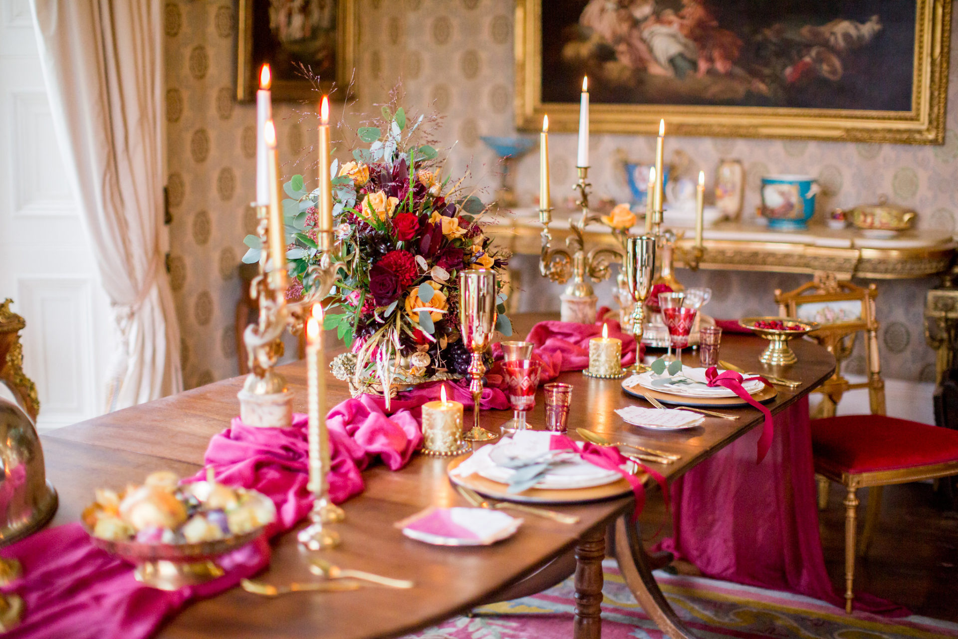 Gold and Red Wedding Tablescape Baroque Wedding Tablescape 