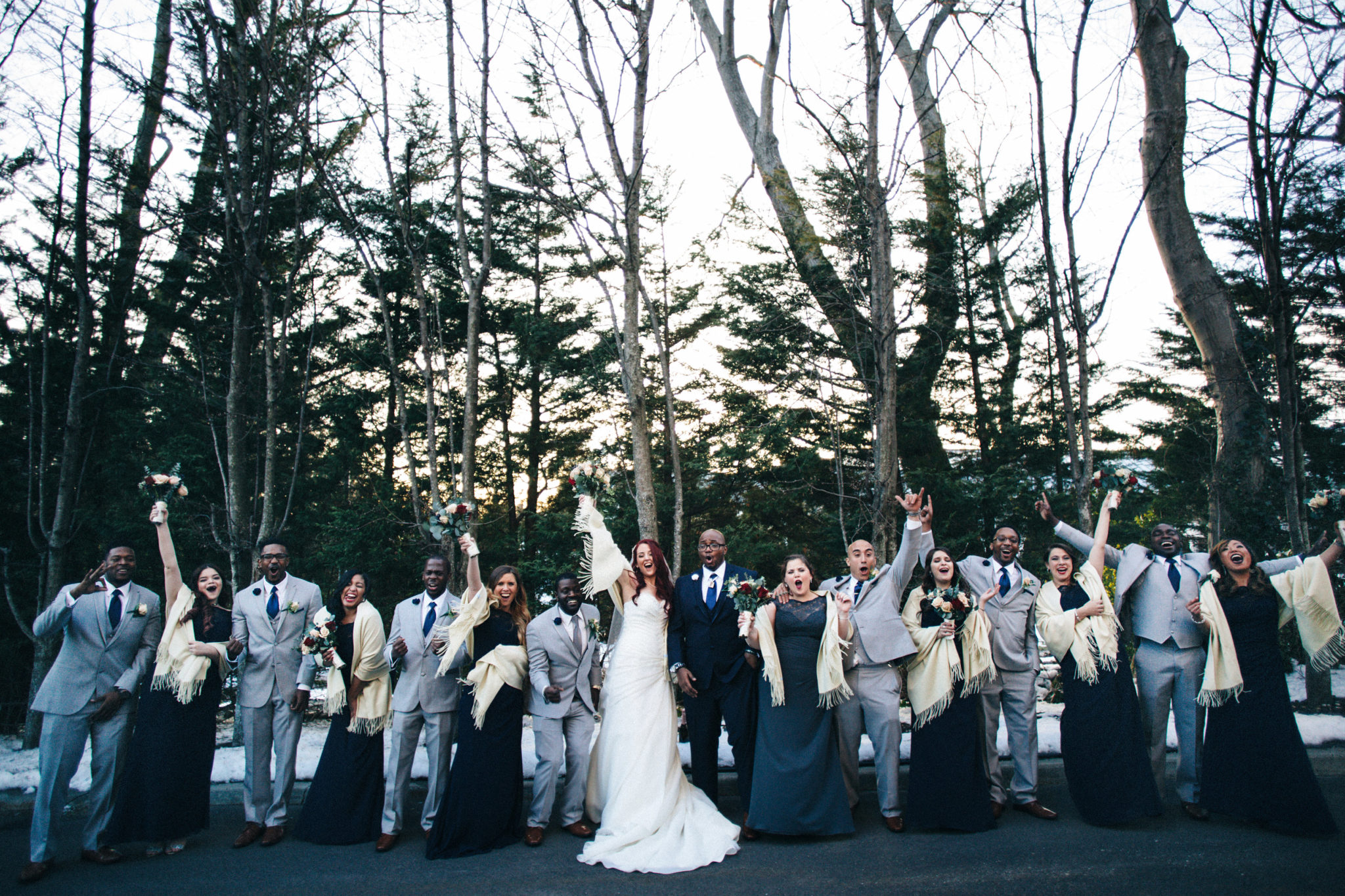 Silver and Blue Nighttime winter wedding 