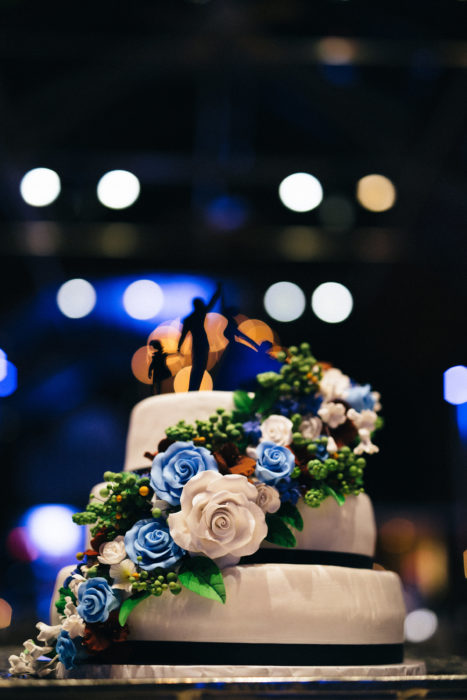 Blue Ivory and Silver Wedding Cake