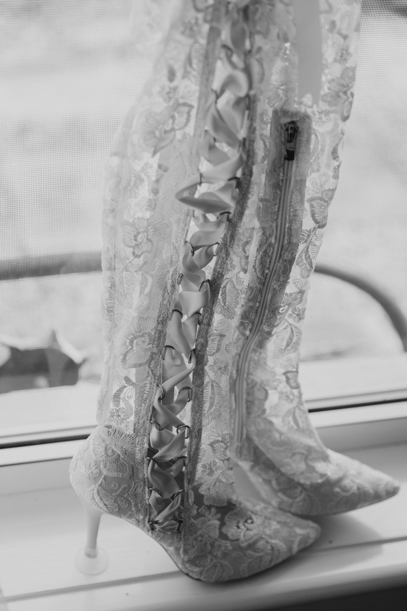 Ivory Over the Knee Lace Wedding Boots 