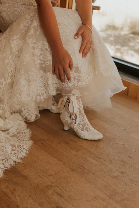 Vintage Victorian Low Heel Lace Bridal Boots