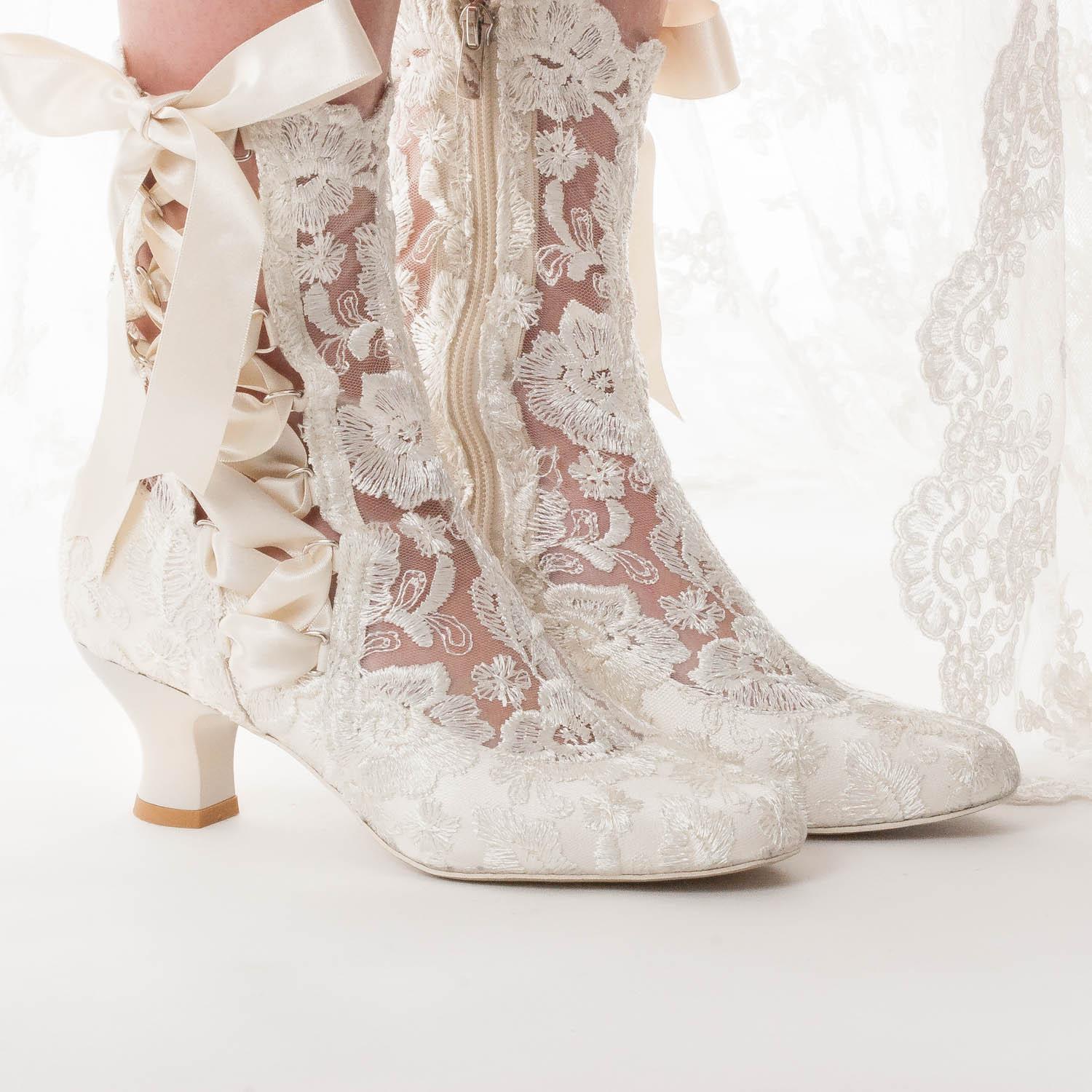 ivory lace up boots