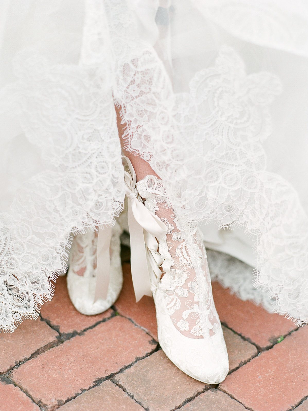 Victorian Lace Ankle Bridal Boots for Bride Low Heel