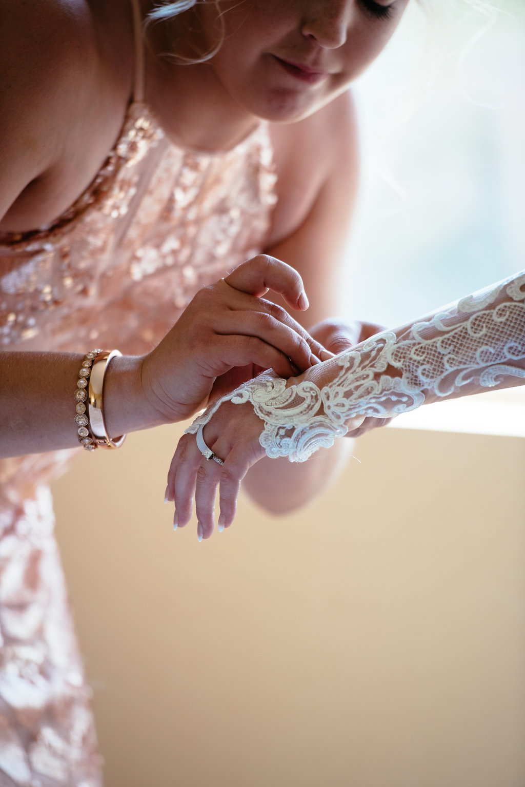 Long Sleeved Lace Wedding Dress with Buttons