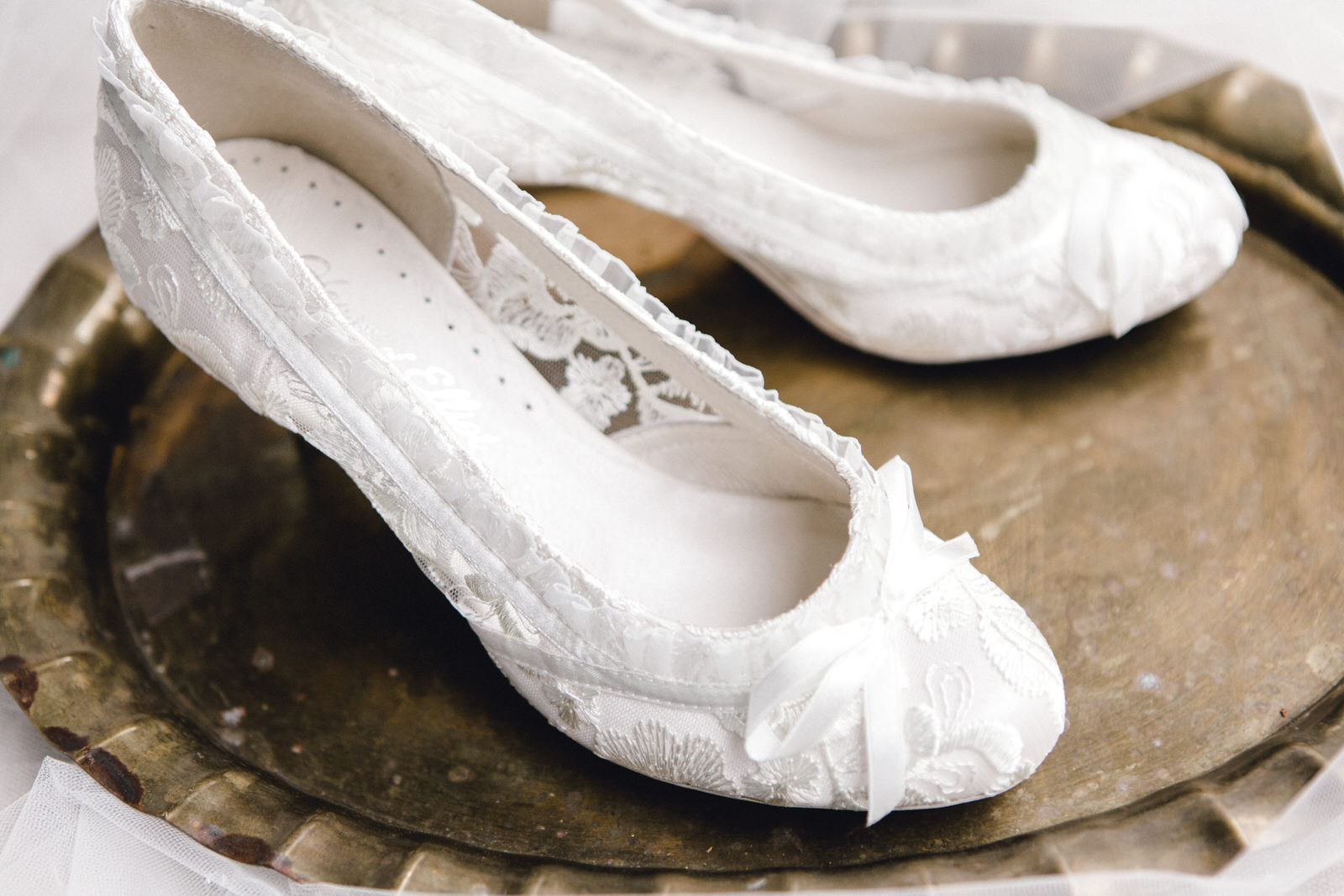 Vintage Ivory Lace Wedding Shoes Low Heel Bridal Shoes House of Elliot