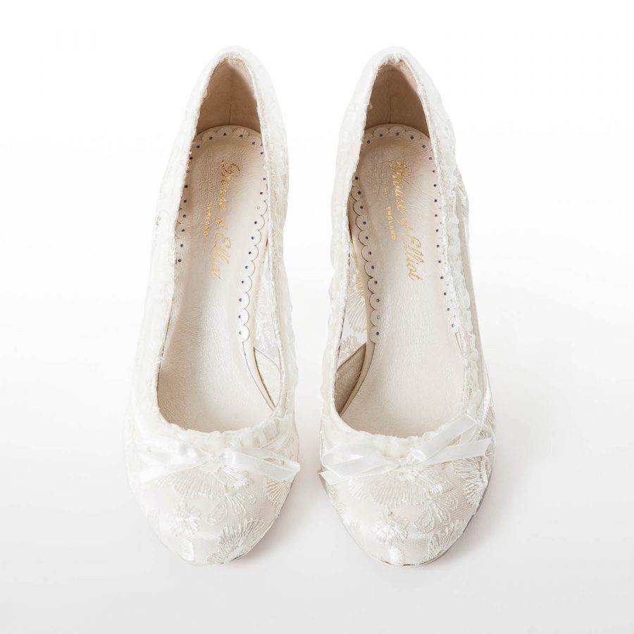 Vintage Ivory Lace Wedding Shoes Low Heel Bridal Shoes House Of
