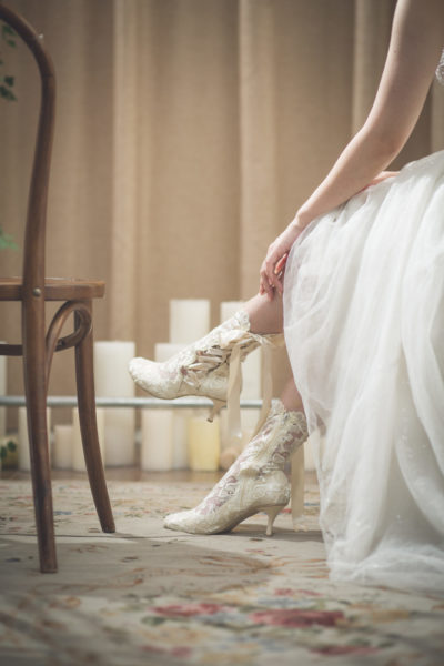 Kaya Wedding Lottie Elliot Round toe Lace Vintage Wedding Shoes Low Heel