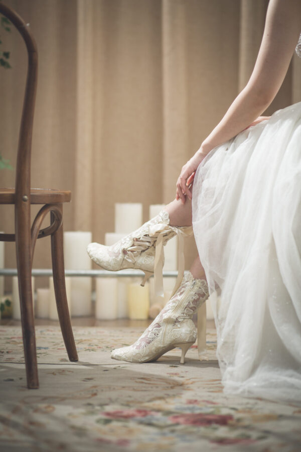Kaya Wedding Lottie Elliot Round toe Lace Vintage Wedding Shoes Low Heel