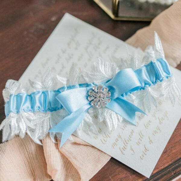 Handmade Ivory and Blue Lace Wedding Garter