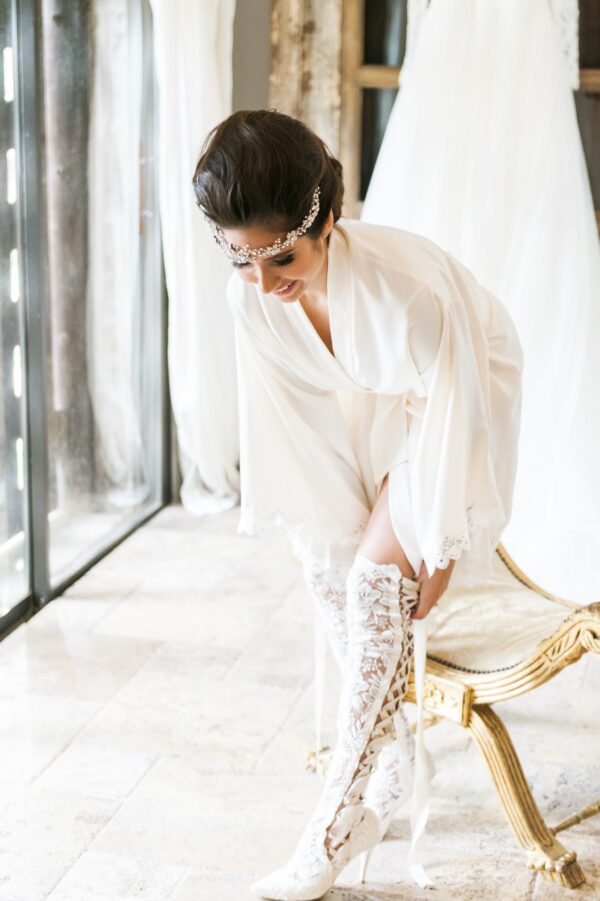 Kathleen Goodnight Sweetheart over the knee lace boots getting ready4 Over The Knee Lace Boots for Bride