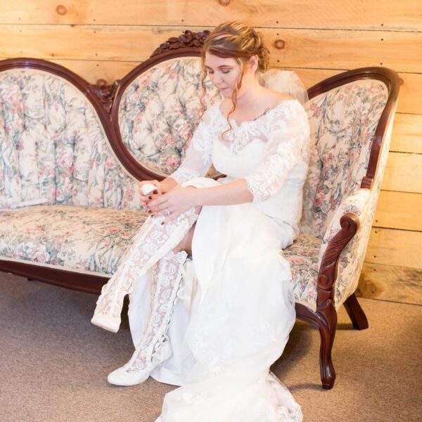 Evangeline Elliot Real Bride Vintage Knee High Lace Boots for Bride USA