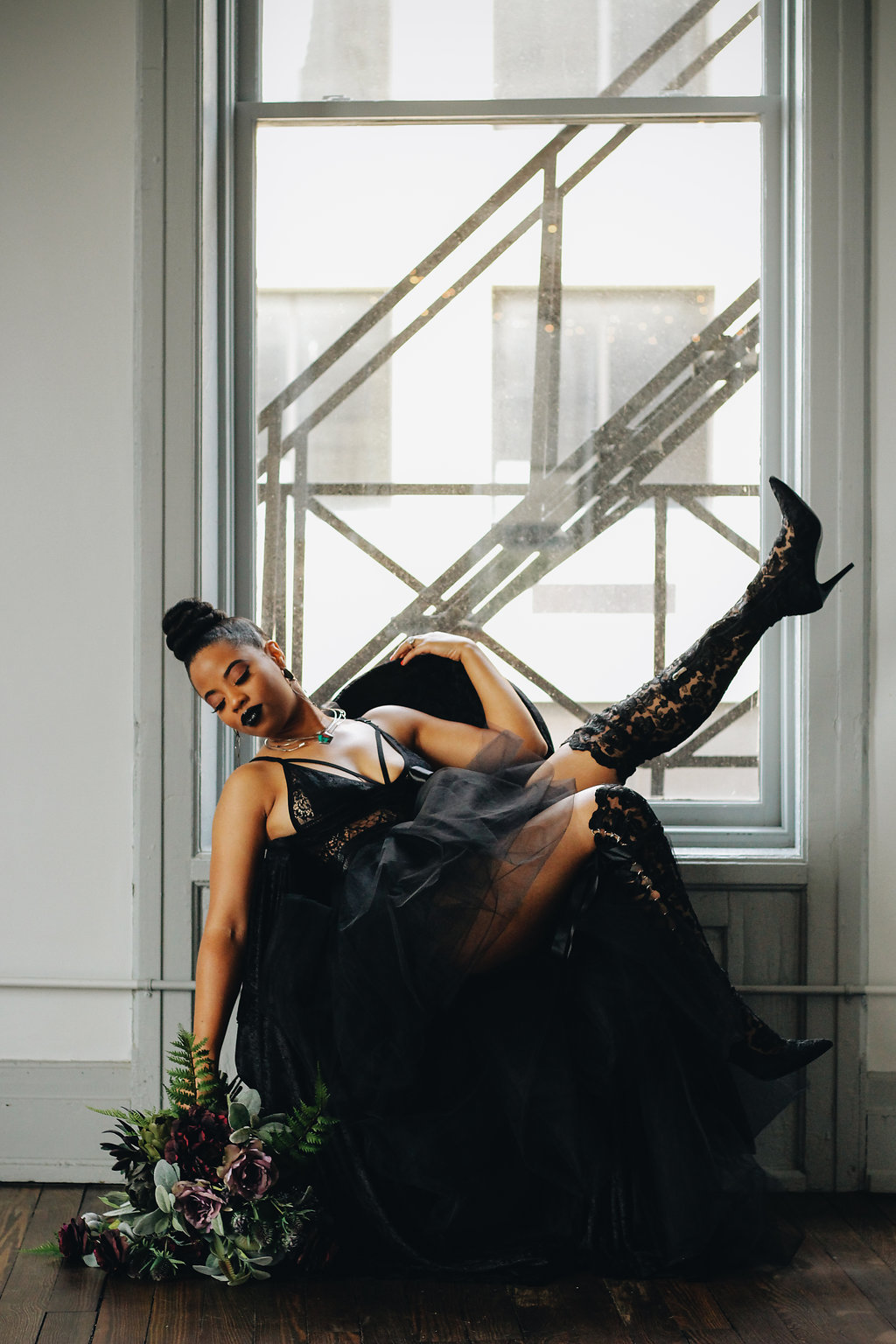 Halloween Wedding Inspiration Black Gothic Dress