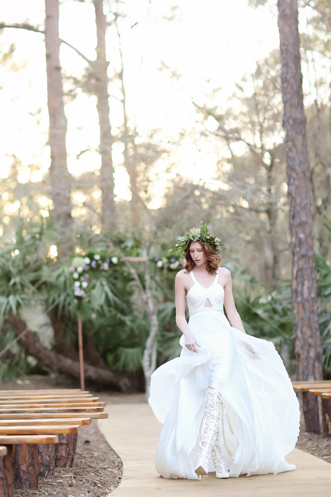 Boho Wedding Dress Lace Over The Knee Boots