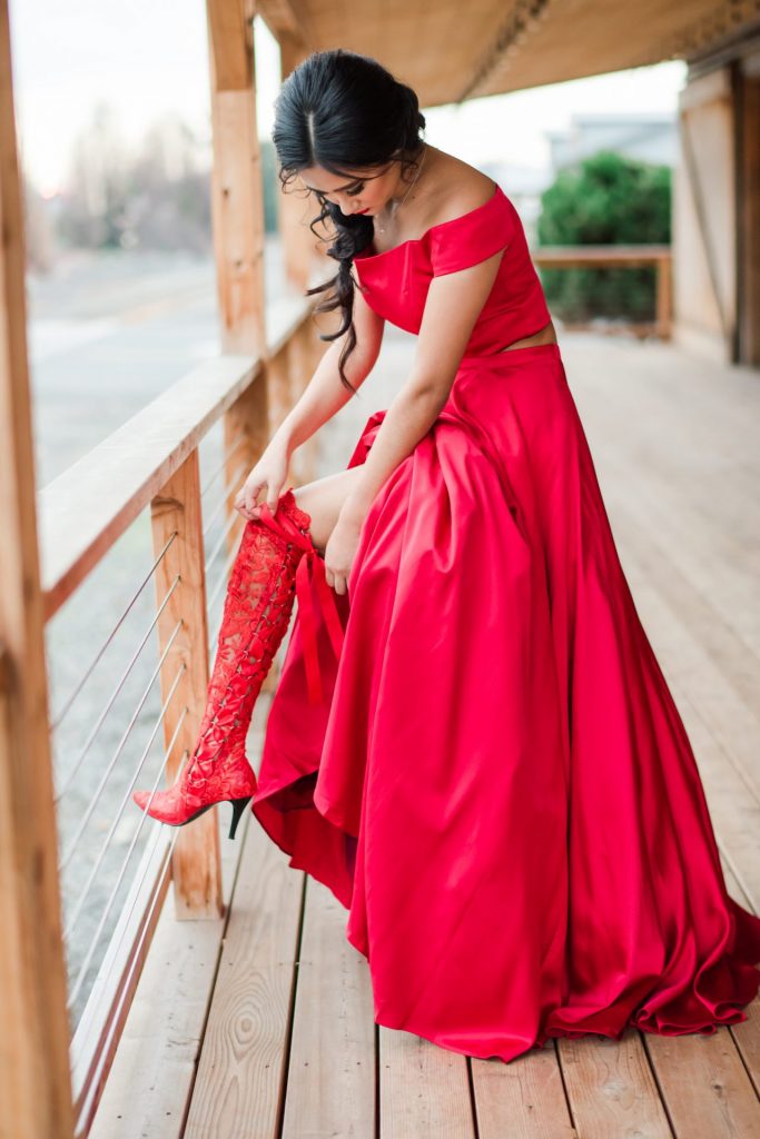Red Valentine’s Day Wedding Inspiration – Red Lace Boots