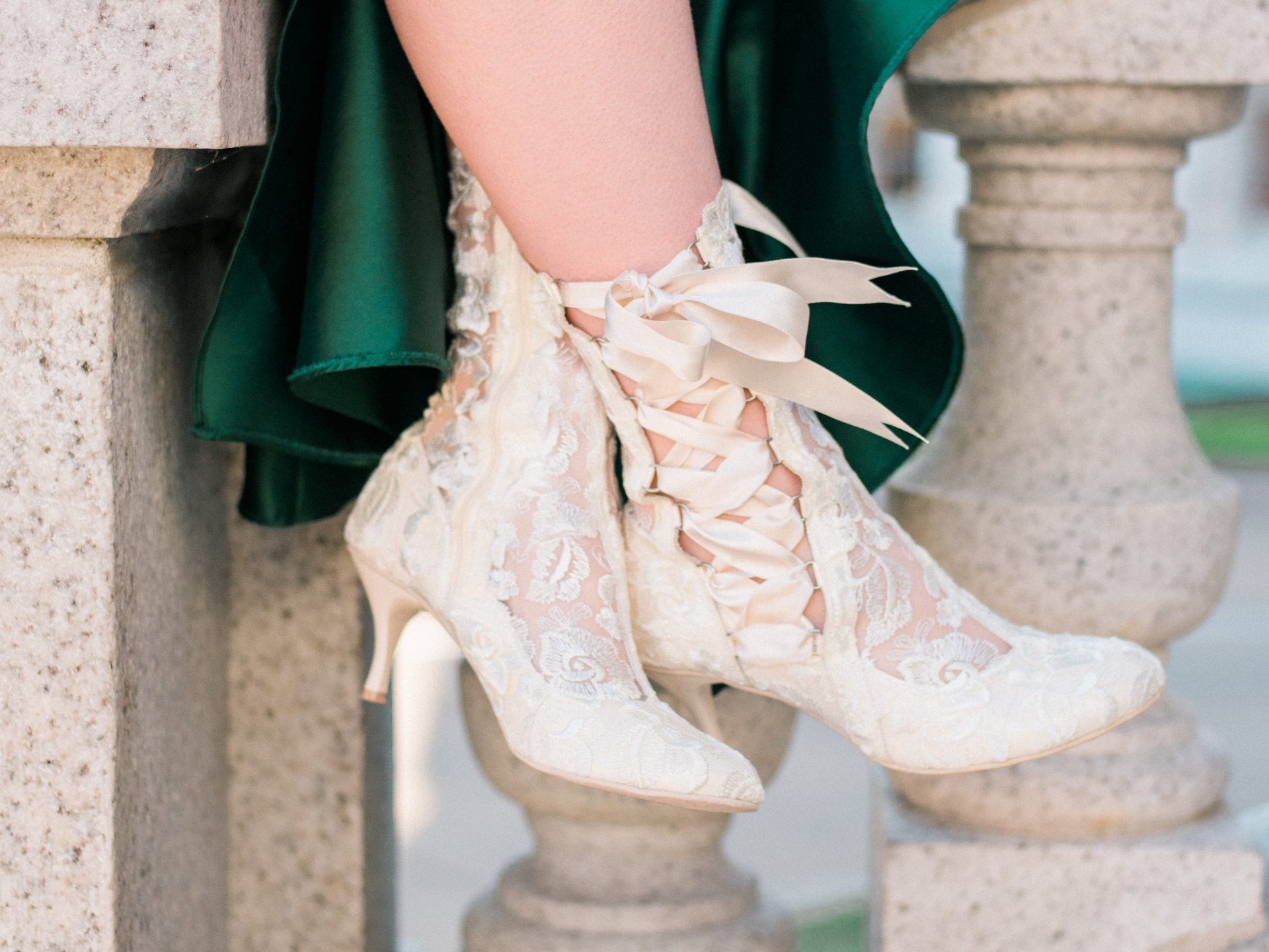 Vintage Inspired Lace Up Bridal Shoes 