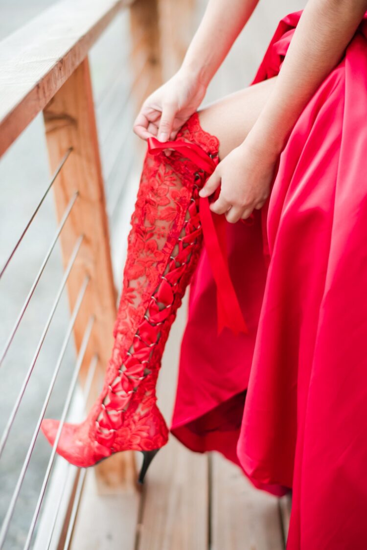 Goodnight Sweetheart Red Lace Boots Red Lace Over The Knee Boots Boudoir