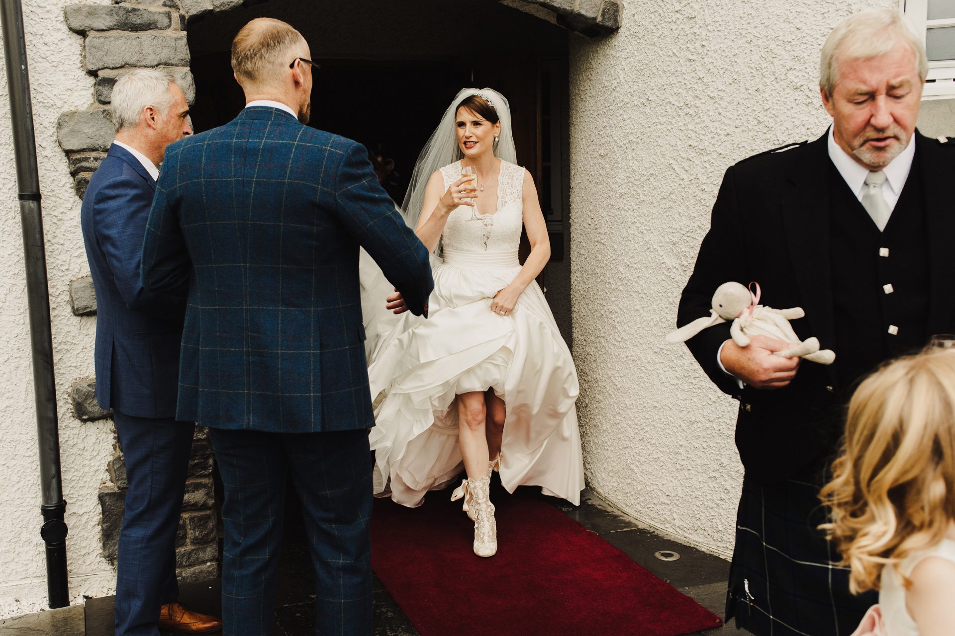 Scottish Bride wearing lace boots
