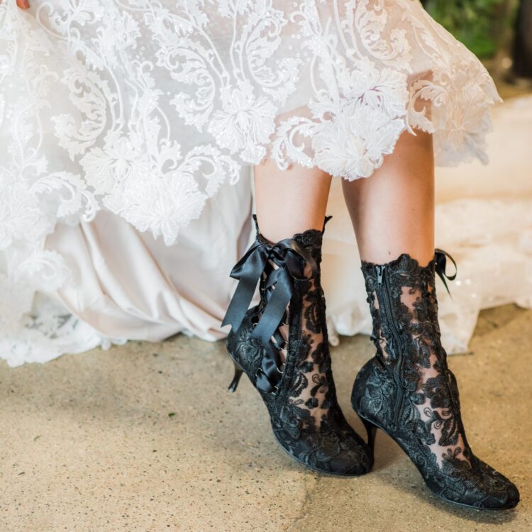 Black Victorian Lace Ankle Boots Gothic