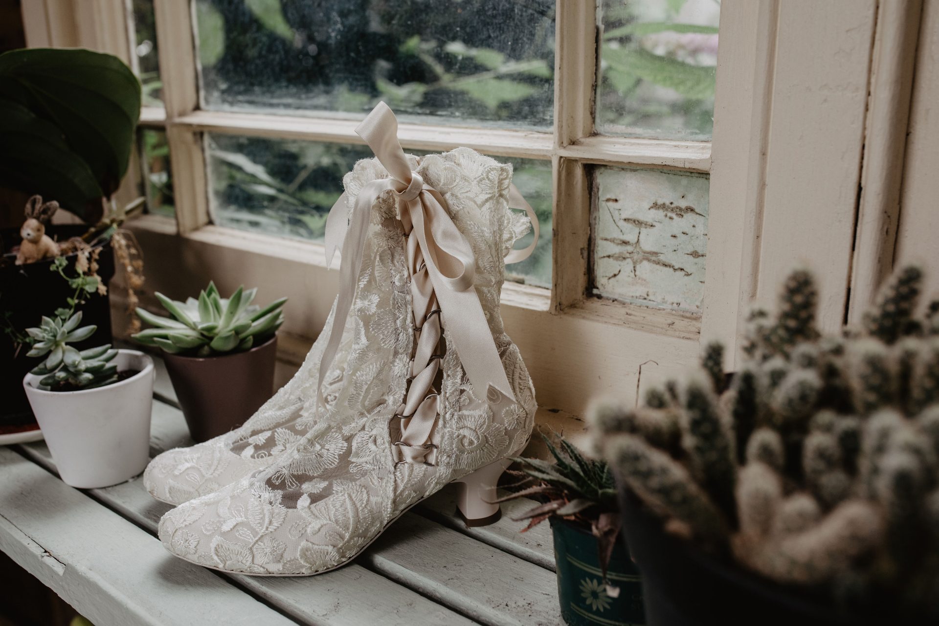 Ivory Lace Wedding Boots 