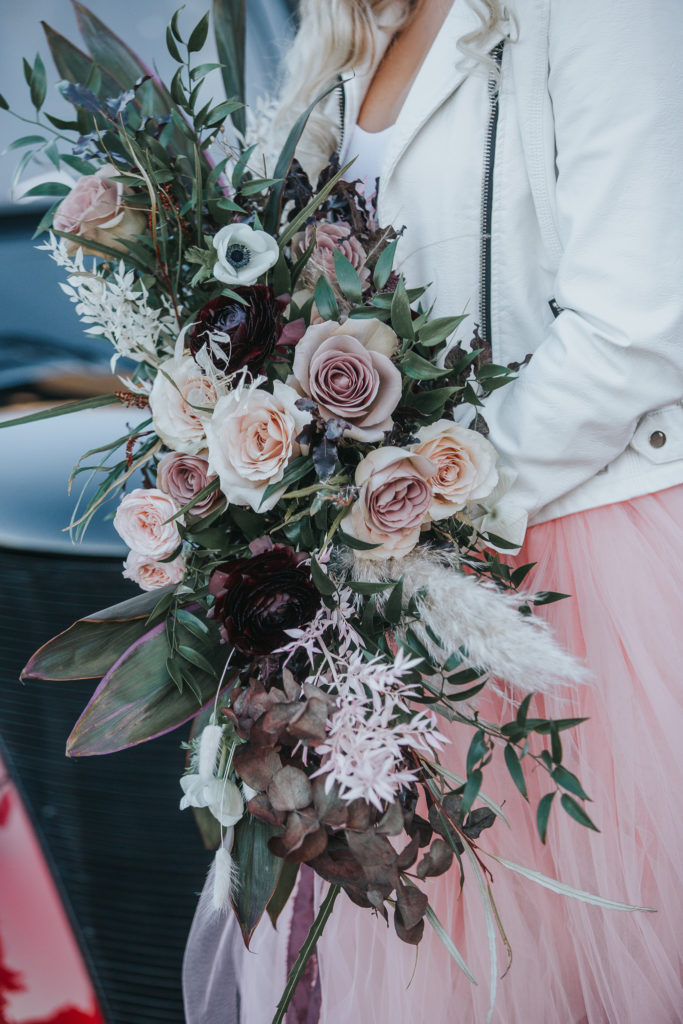 Alternative Wedding Bouquet Pink and Black 