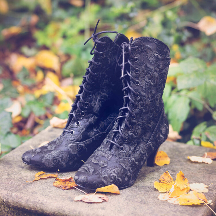 Josephine Black Victorian Half Boot - Image 5