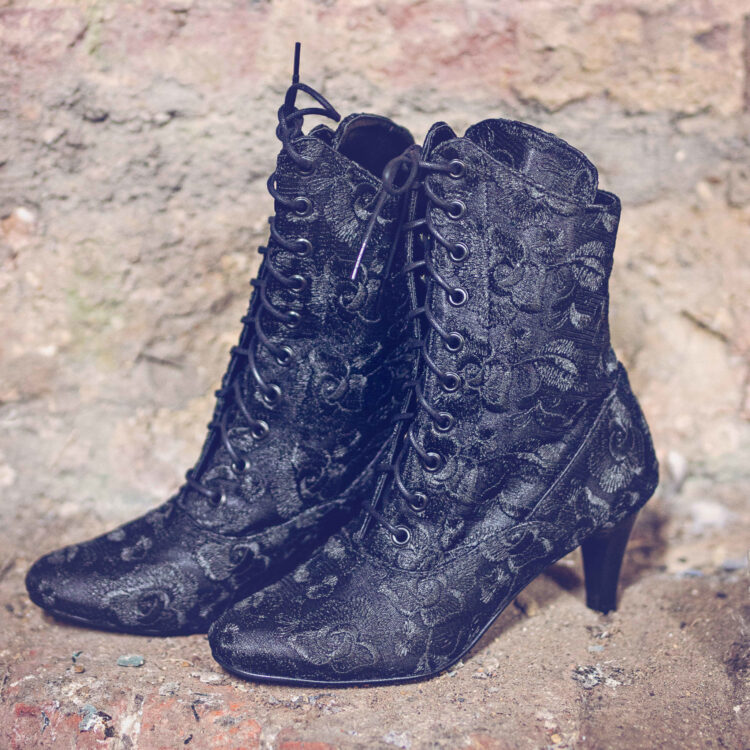 Josephine Black Victorian Half Boot - Image 3