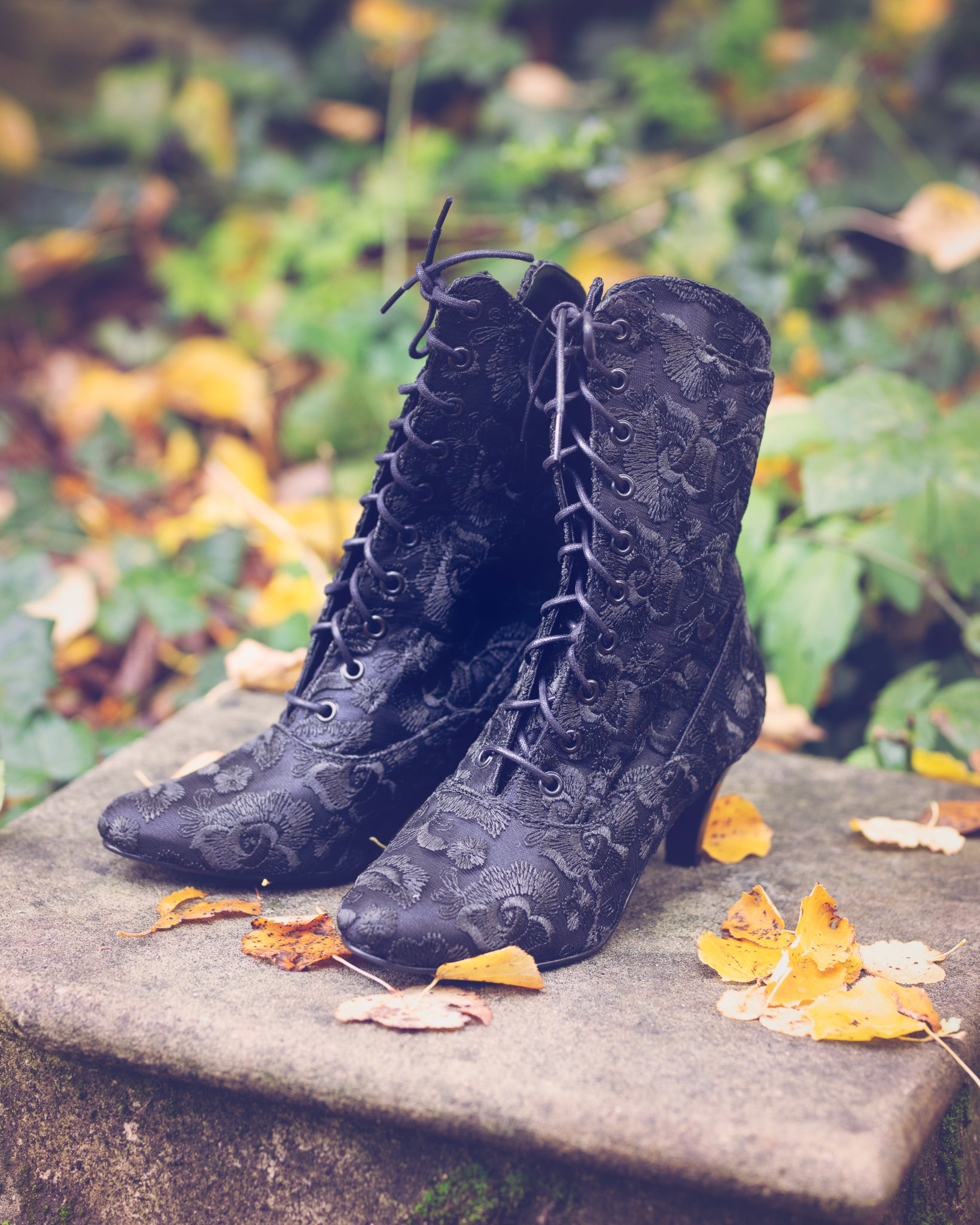 Black Victorian Lace Up Boots